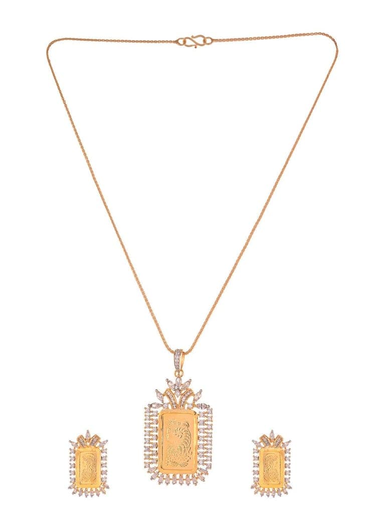 Gold Toned AD Rectangular Ginni Locket Jewellery Set view 3