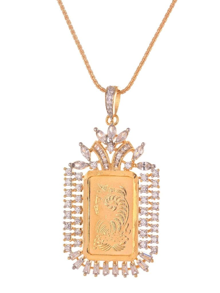 Gold Toned AD Rectangular Ginni Locket Jewellery Set view 4