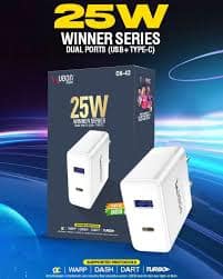 UBON Fast Charger 25W CH43 Dual Port (USB & Type C) Wall Charger, view 3