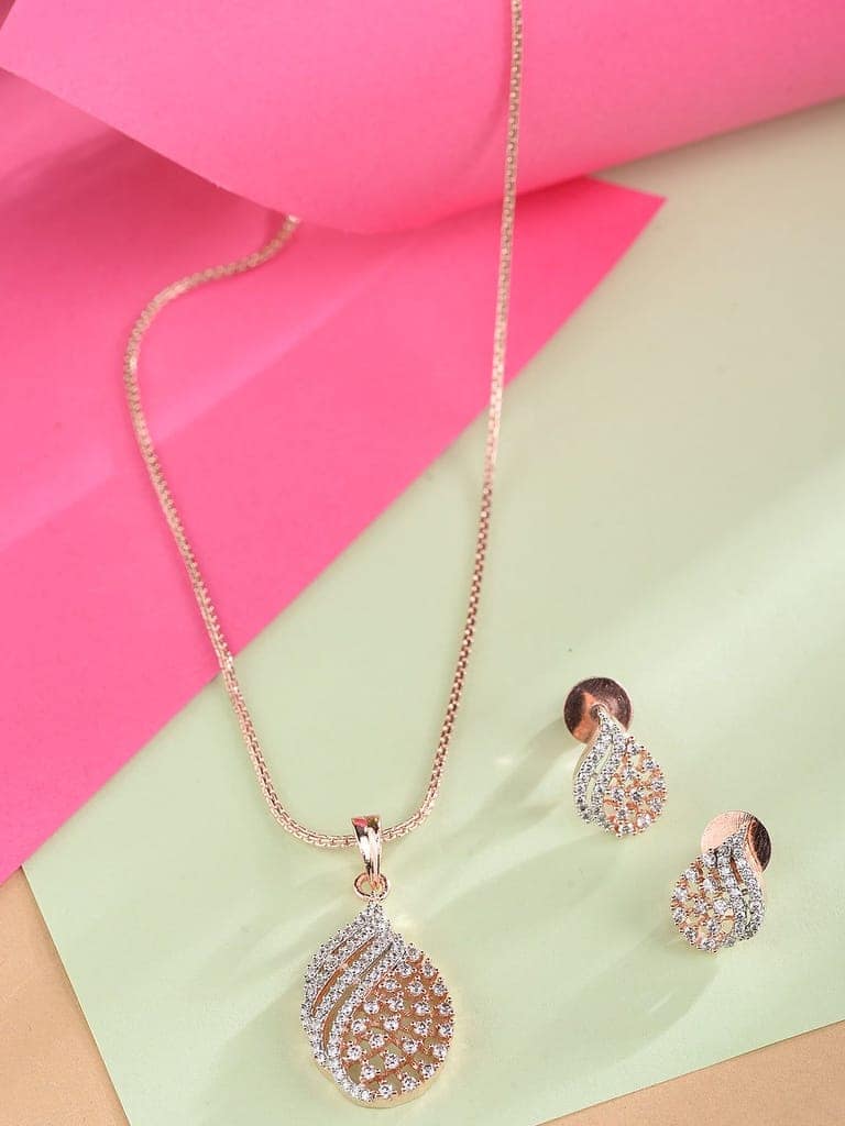Rose Gold Plated AD Studded Locket jewellery Set view 2