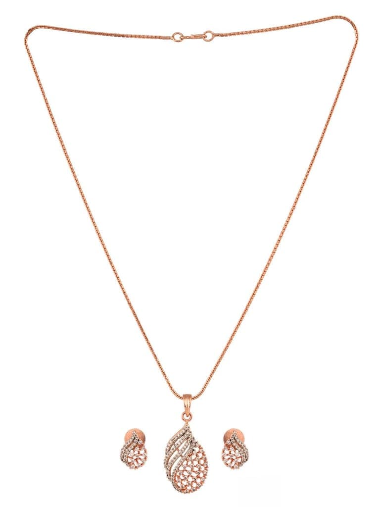 Rose Gold Plated AD Studded Locket jewellery Set view 5