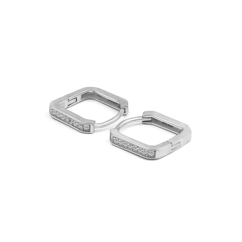 Zarkan Minimal Square Line Silver Earrings view 2