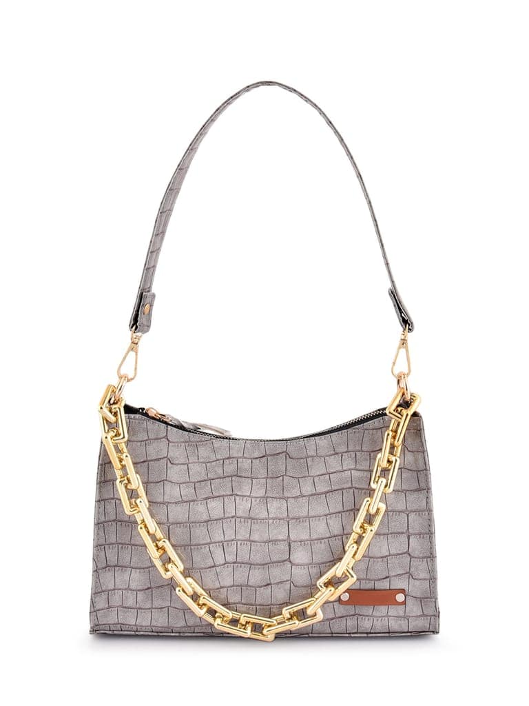 Lychee bags Women Pu Croco Finish Shoulder Bag