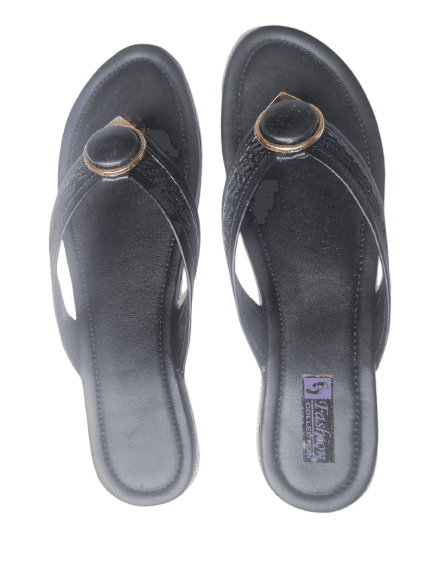 Black Flip-Flops with Elegant Strap Accent