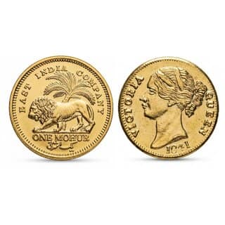 1 Mohur 1841 Victoria, British India Gold-plated Fantasy Coin Silver Variant