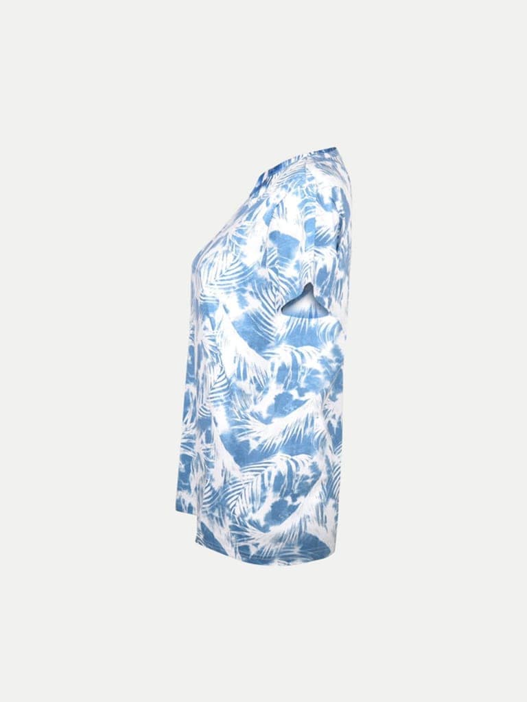 Women Blue Floral Printed T-shirt view 3