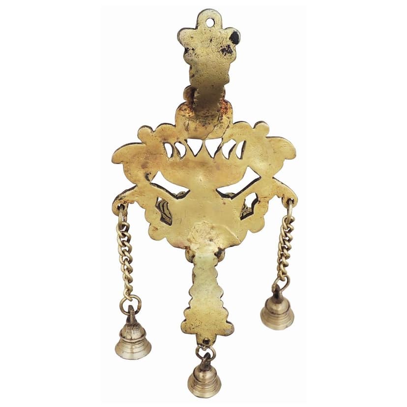 Brass Wall Hanging Kamal Bell | Temple Door Decor, Height : 12.5 Inch (BSMAS1793 C) view 3