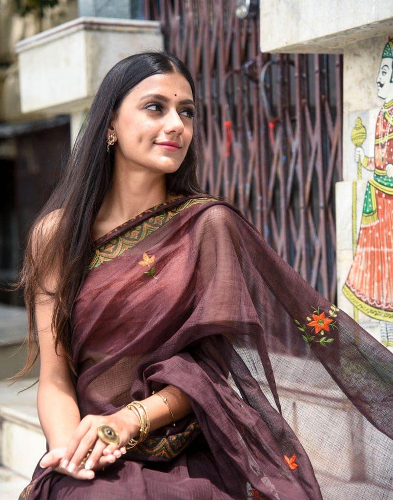 Kaisori Kota saree - Bagh Avantika embroidered and handblockprinted Kota saree view 4