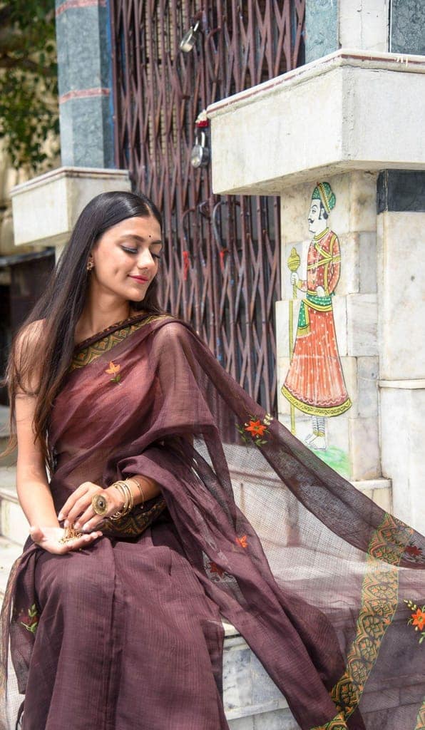 Kaisori Kota saree - Bagh Avantika embroidered and handblockprinted Kota saree view 5