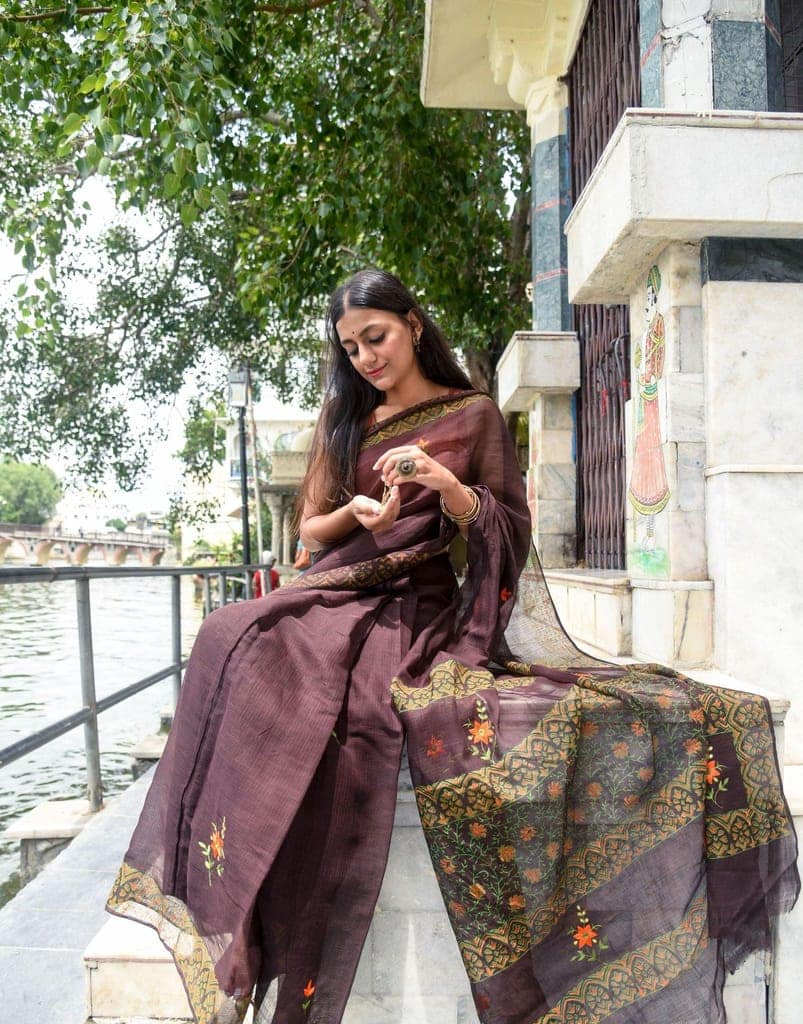 Kaisori Kota saree - Bagh Avantika embroidered and handblockprinted Kota saree view 7