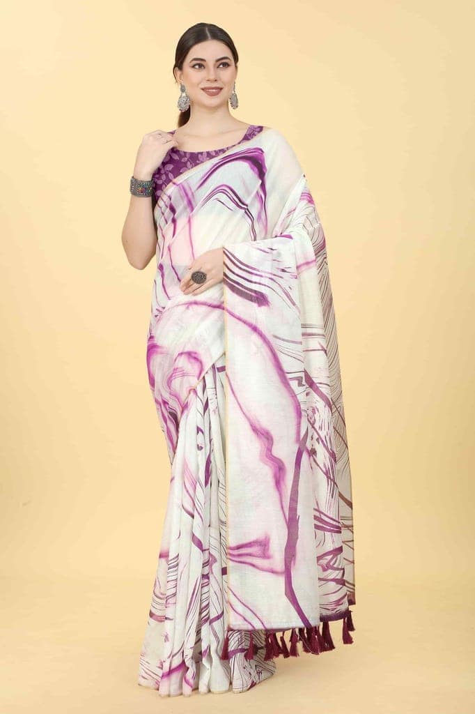 Women's Chanderi Tie And Dye Digital Printed Saree