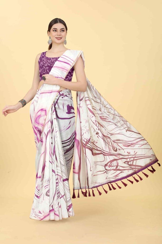 Women's Chanderi Tie And Dye Digital Printed Saree view 4