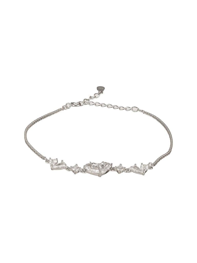 925 Sterling Silver Zircon Studded Heart Shaped Tennis Minimal Wraparound Bracelet view 7