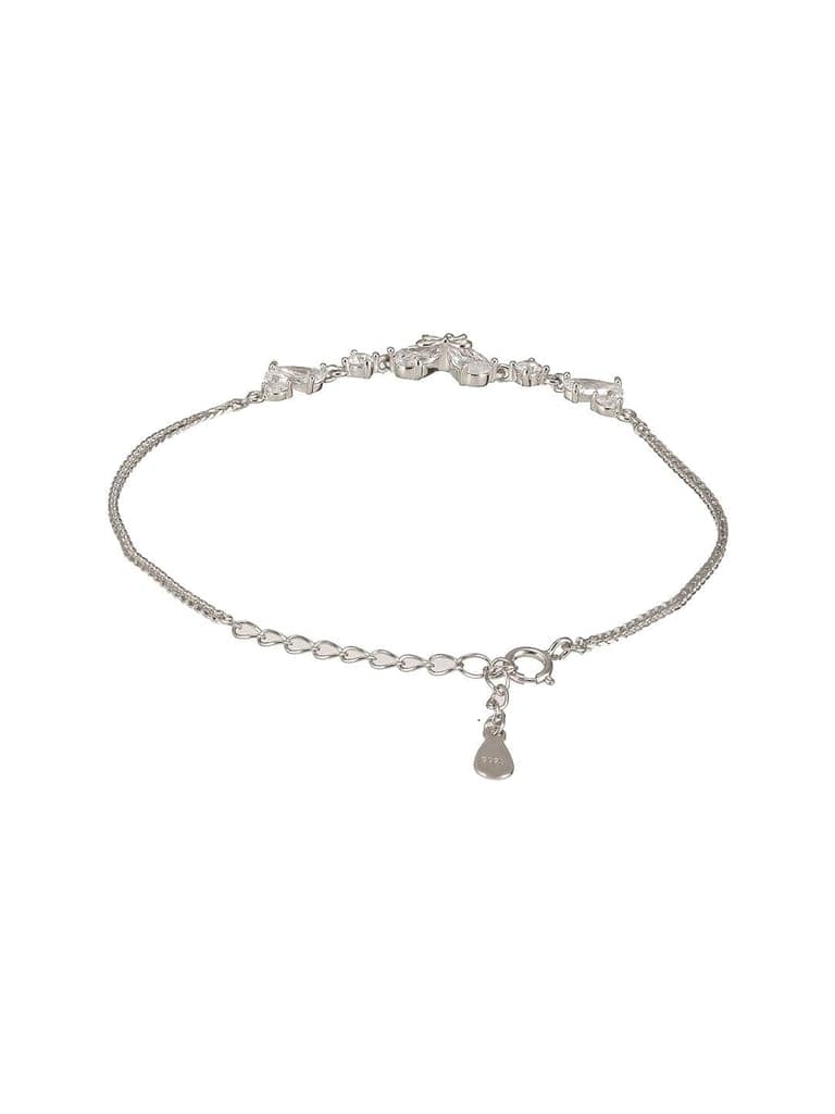 925 Sterling Silver Zircon Studded Heart Shaped Tennis Minimal Wraparound Bracelet view 8