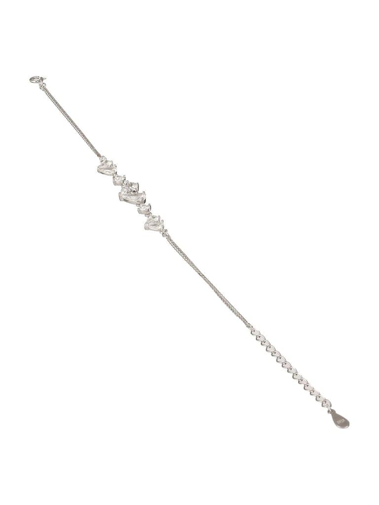 925 Sterling Silver Zircon Studded Heart Shaped Tennis Minimal Wraparound Bracelet view 9