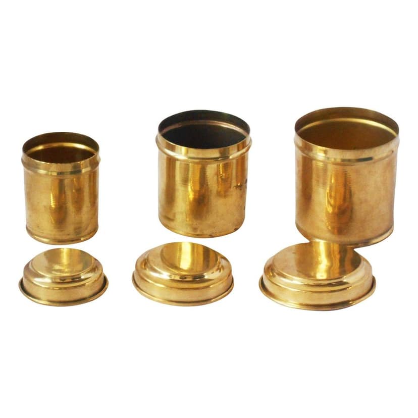 Brass Miniature Box Toy 3 Pcs Set | Vintage Storage Play Set, Height : 3 Inch (ZMAS358 C) view 3