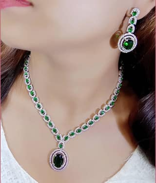 Ladymania Green Alloy Necklace Set ( Pack of 1 )