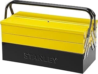 STANLEY 1-94-738 18'' 460 mm Cantilever Tool Box with 5 Trays & Double Handles for Easy & Convenient Storage, 1 Year Warranty, YELLOW & BLACK