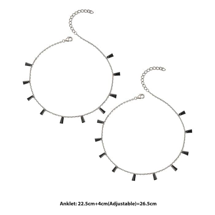 Silver Radiant Pair of Anklets (Black) view 4