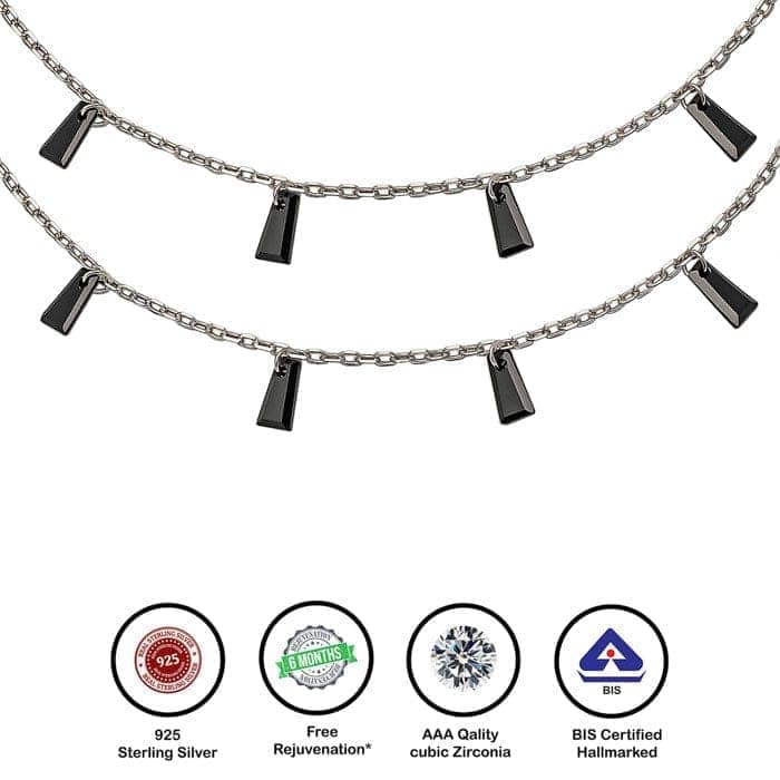 Silver Radiant Pair of Anklets (Black) view 7