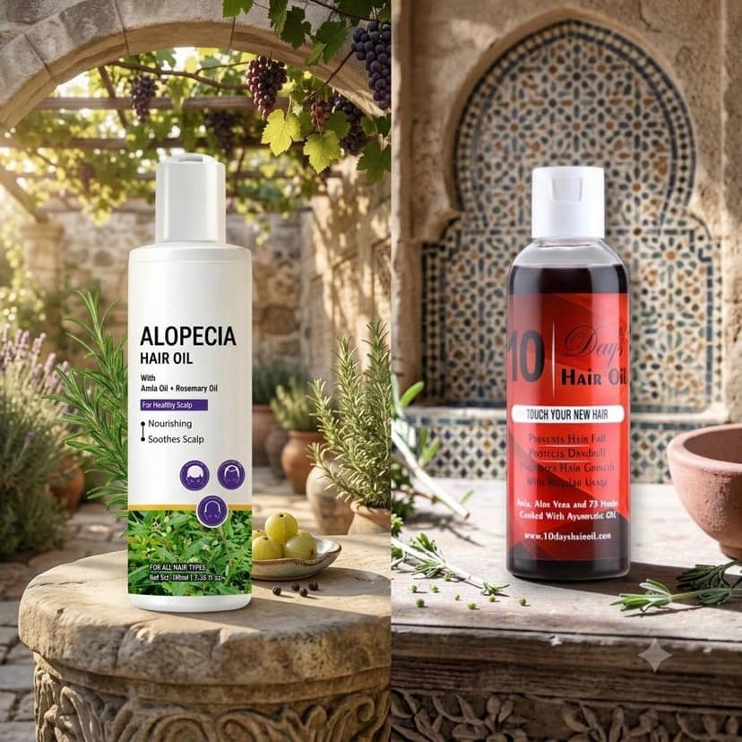 Ayurvedic Hair Regrowth Dual Pack | Alopecia Rosemary Hair Oil & 10 Days Herbal Hair Oil with 76 Herbs for Anti-Hair Fall, Scalp Care & Hair Growth (100ml Each) Pack of 2 view 3