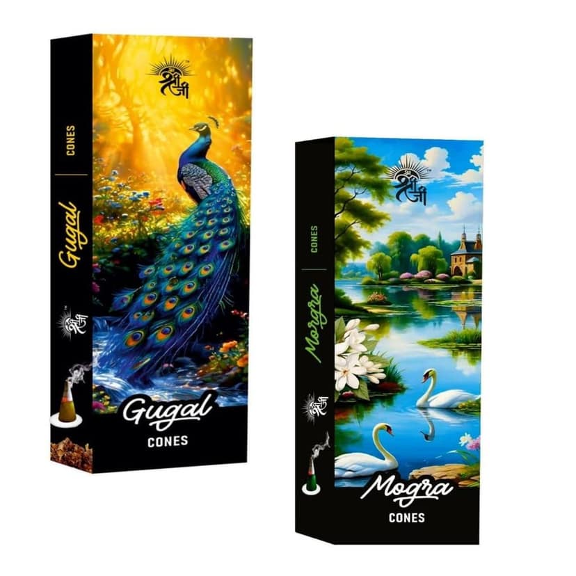 Shri Shriji Flam Aromatic Gugal Combo � Natural Fragrance Dhoop Cups & Cones Set for Pooja, Meditation, Relaxation & Home Use � Traditional Scent � Long-Lasting Combo