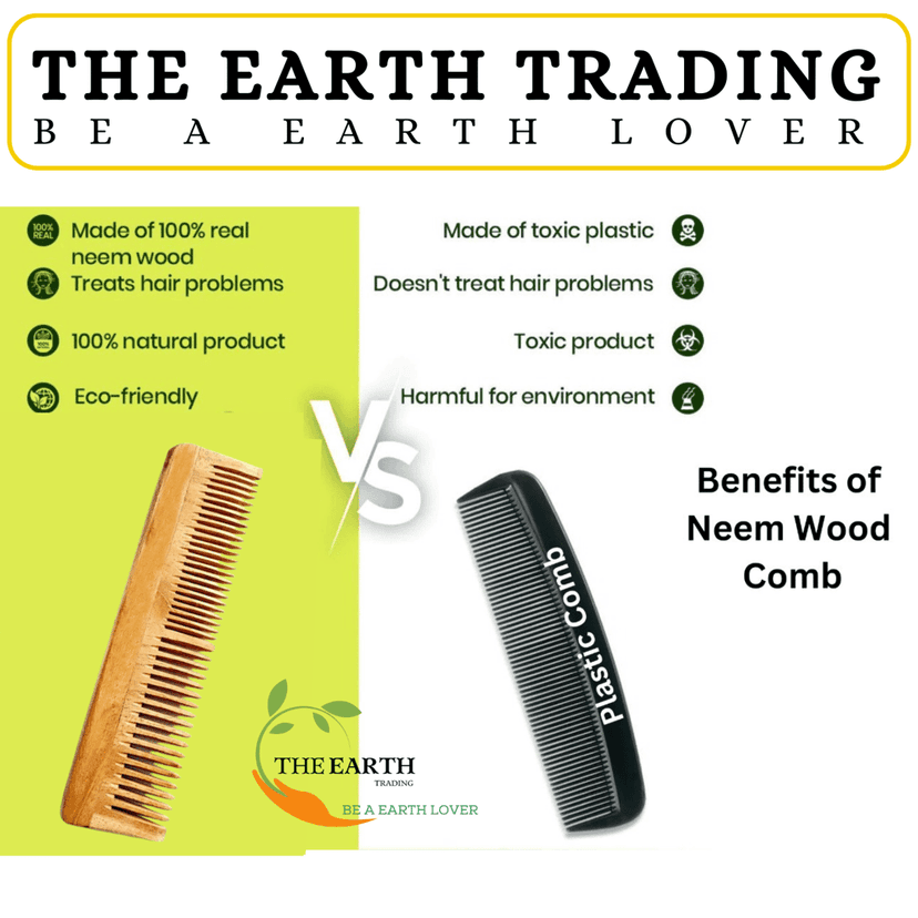 The Earth Trading Neem Comb Regular Teeth | Anti Hair Fall | Detangle | Organic | Pure & Natural | Pure Kacchi Neem Wood Comb view 3