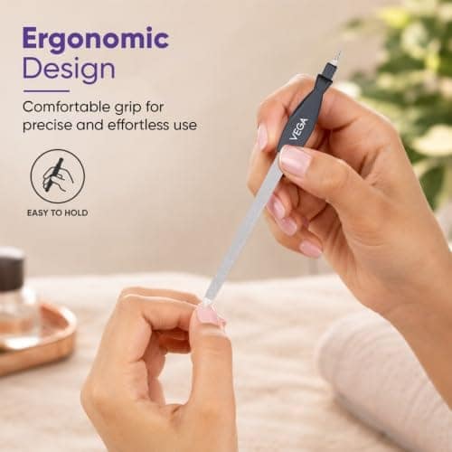 VEGA Nail File with Cuticle Trimmer | Dual-Sided Nickel-Plated Filer | Manicure & Pedicure Tool | Shaping, Cuticle Care & Smooth Finish | Travel-Friendly Grooming Accessory | (NFT-06) view 3