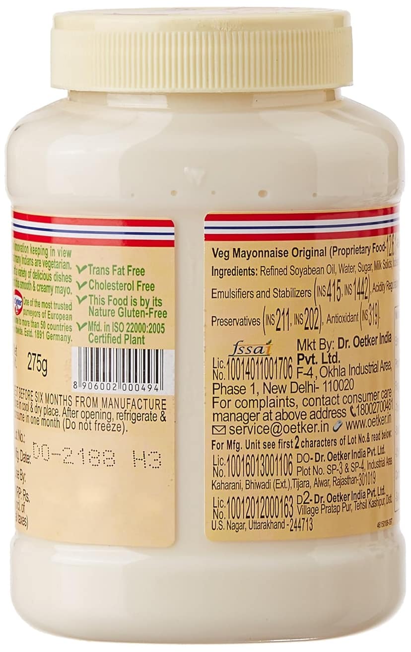 Funfoods Dr Oetker Veg Mayo Lite, 250G view 2