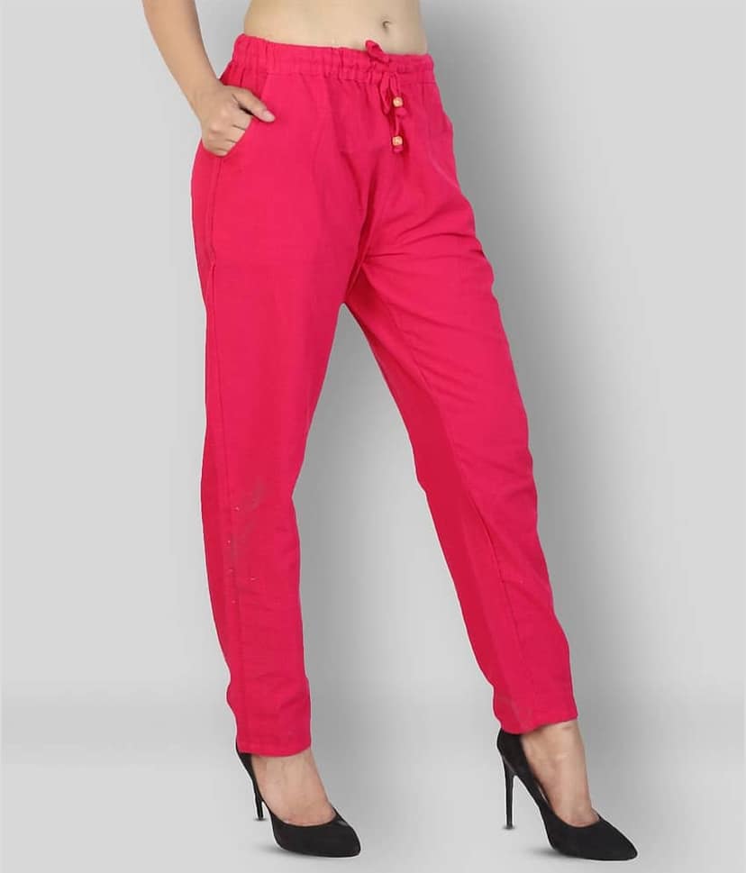 Lee Moda - Pink Cotton Regular Fit Women's Casual Pants ( Pack of 1 )