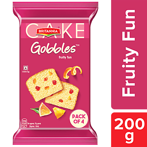 Britannia Gobbles Cake - Fruit, 200 g (Pack of 4)