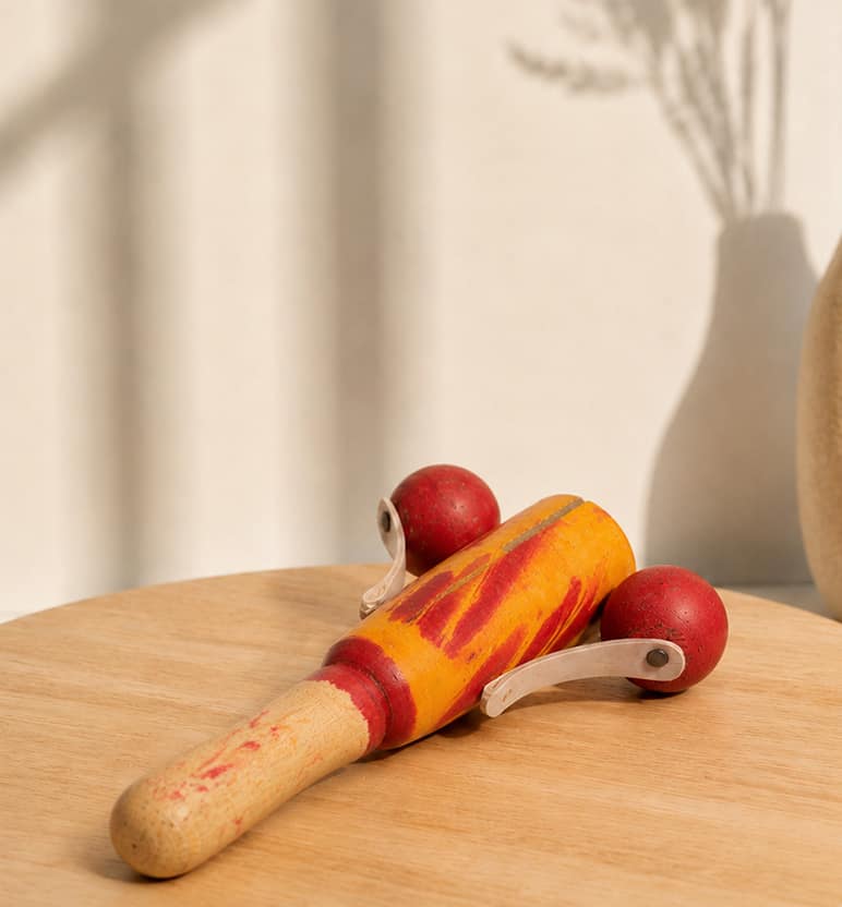 Handcrafted Lacquerware Wooden Chatkora Rattle Toy