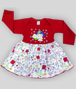 INFANT Baby Girls 100% Cotton Frocks ( Red )