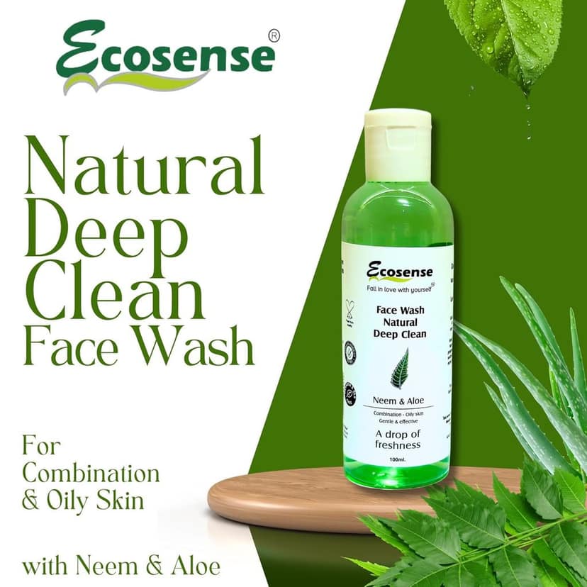 Ecosense Neem & Aloe Vera Face wash with Tea Tree Extract for Acne & Pimples | Detoxifies Skin | Purifies for Glowing Skin Face Wash (100 ml) view 4
