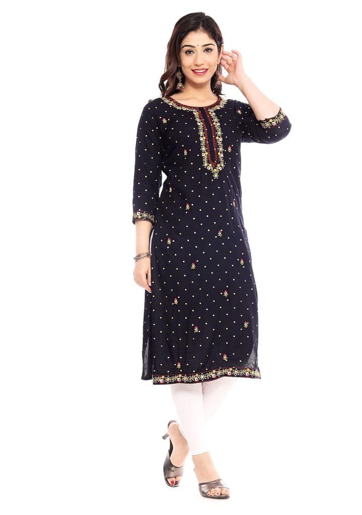 MANMAYEE Women's Rayon Embroidery Straight Kurti | Straight Kurti view 4