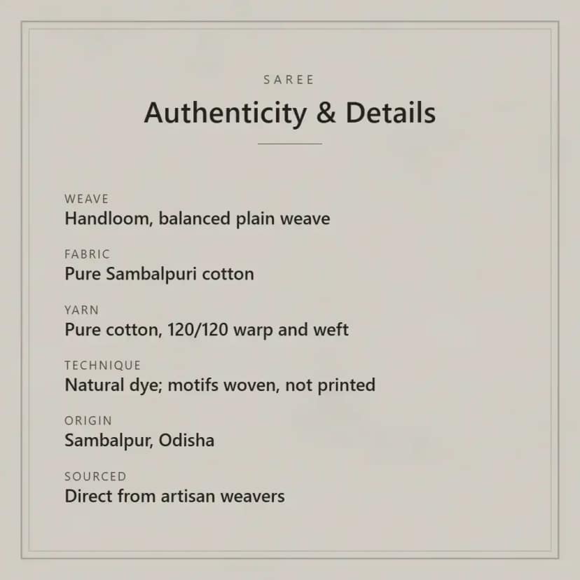 Sambalpuri Handloom Pure Cotton Saree with Natural Dyes from Odisha view 4