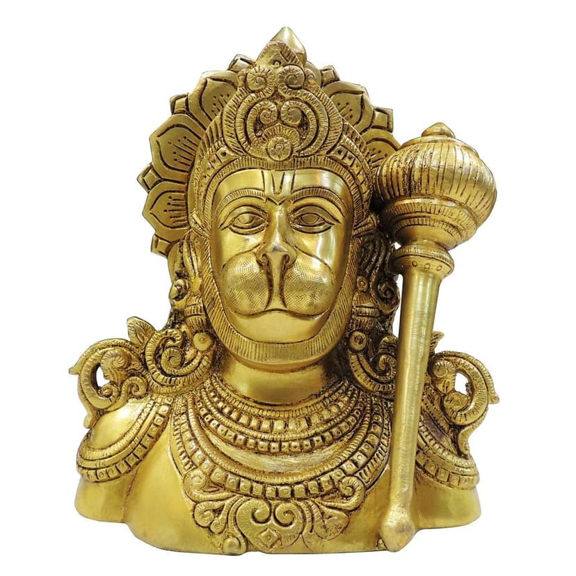Brass Hanuman Face Idol for Protection & Vastu, Height : 8 Inch (BSMAS1889 E) view 3