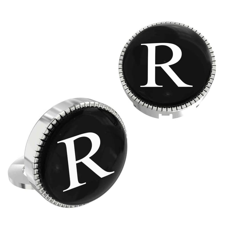 The Smart Buttons - Shirt Button Cover Cufflinks for Men - Personalized Initials - R view 2