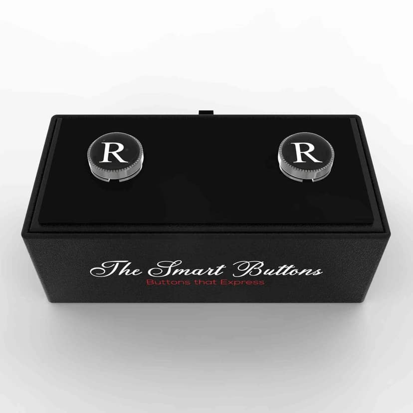 The Smart Buttons - Shirt Button Cover Cufflinks for Men - Personalized Initials - R view 9
