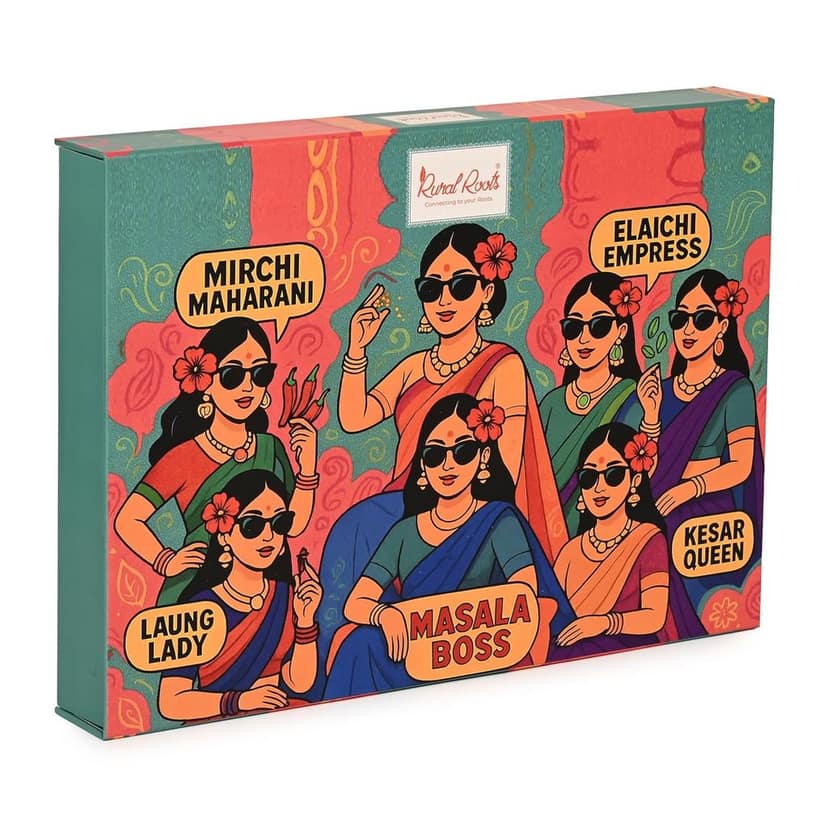 Rural Roots Zaika Sutra Diwali Gift Hamper | Spices Gift Box with 6 Test Tubes (Black Cardamom, Green Cardamom, Cloves, Black Pepper, White Pepper, Laung) | Festive Deepawali & Corporate Gifting | Masala Set view 3