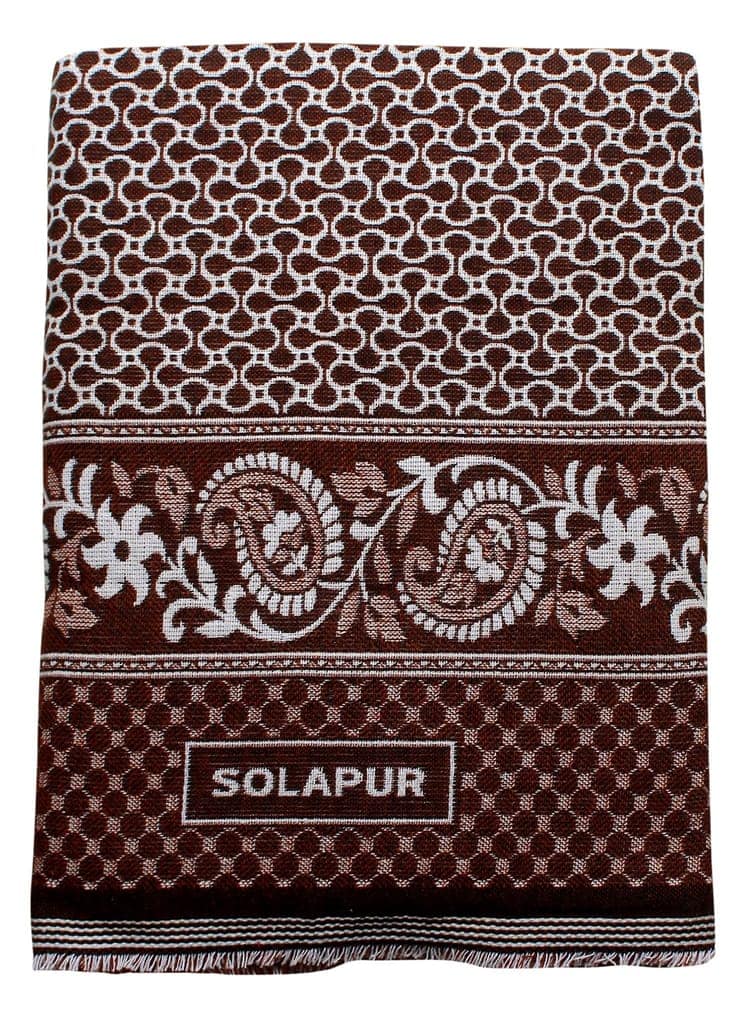 Mandhania Mayur Solapur Chaddar 100% Cotton Dailyuse Single Bed Blanket Pack of 1 Brown