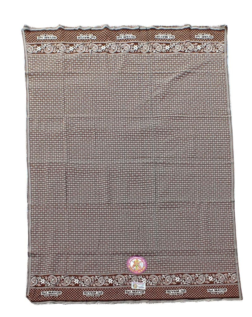 Mandhania Mayur Solapur Chaddar 100% Cotton Dailyuse Single Bed Blanket Pack of 1 Brown view 2