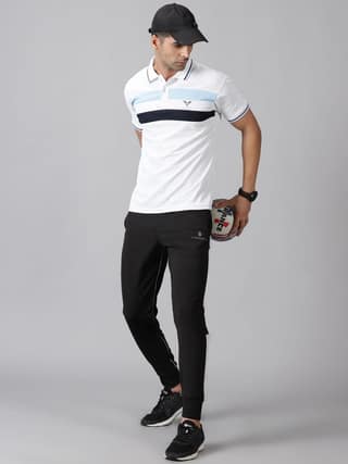 Dry-fit White Striped Polo