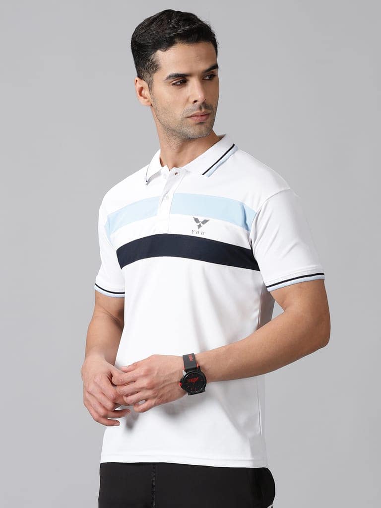 Dry-fit White Striped Polo view 2