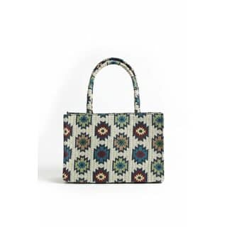 Tribal Geometric Handwoven Fabric Tote Bag