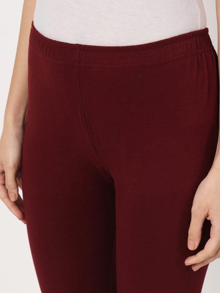 SOFT COLORS Women's Skinny Fit Ethnic Wear Churidar Leggings (Wine) view 6