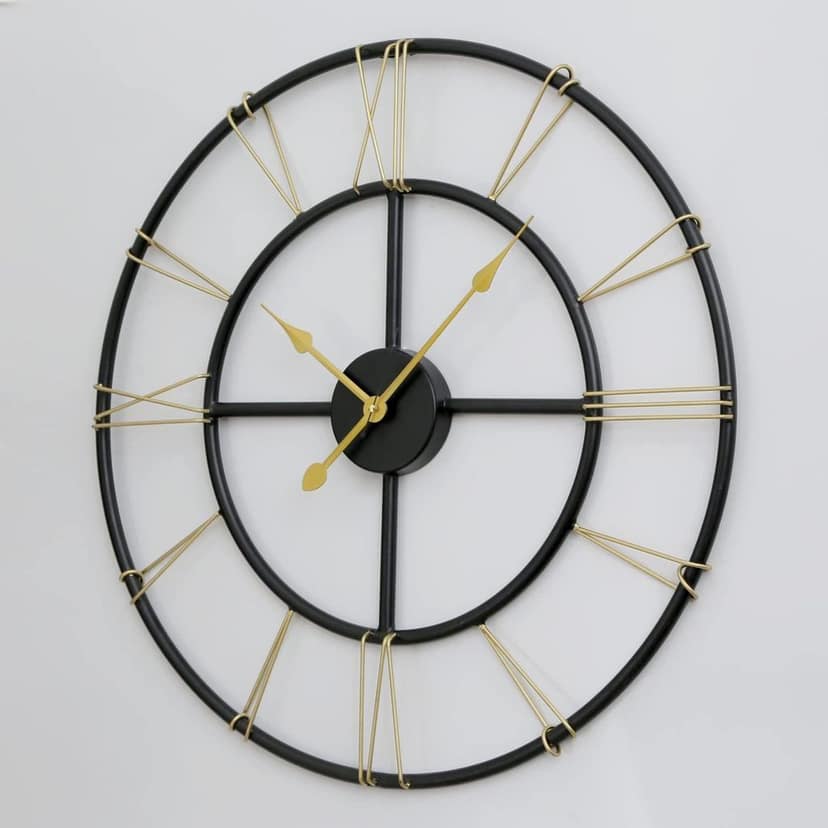 LIGHT ANGLE Metal Designer New Roman Number Heavy Metal Morden Wall Clock for Living Room,Office (R-N-Clock) view 2