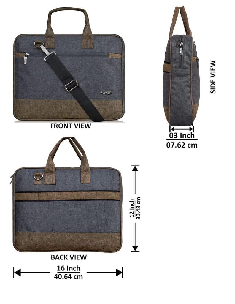 LOREM Grey & Khaki Color Faux Leather 10L Laptop Messenger Bag For Men & Women BG35 view 2