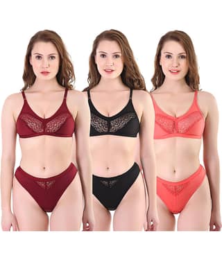 TCG Multi Color Cotton Lycra Bra & Panty Set