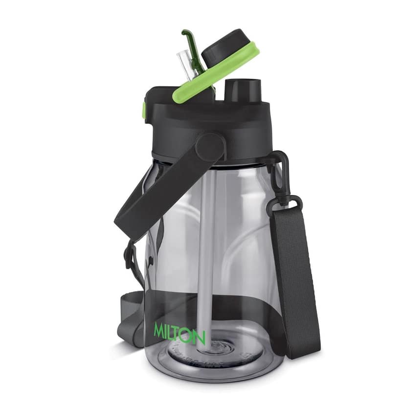 MILTON Eros 1000, 2-in-1 Sip or Gulp Lid Water Bottle 960ml | Unbreakable - Crystal Clear Plastic | Leak-Proof & BPA-Free, One-Click Open | Ideal for School, Office, Gym & Travel Use